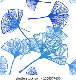 Light BLUE vector seamless natural backdrop with leaves. Colorful abstract illustration with leaves in doodle style. Pattern for design of fabric, wallpapers.