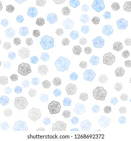 Light BLUE vector seamless natural artwork with flowers. Decorative design of flowers on white background. Pattern for trendy fabric, wallpapers.