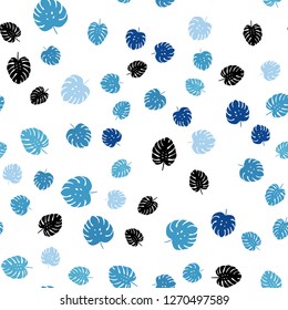 Light BLUE vector seamless natural artwork with leaves. New colorful illustration in doodle style with leaves. Pattern for design of fabric, wallpapers.