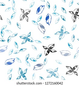 Light BLUE vector seamless natural pattern with leaves. leaves on elegant natural pattern with gradient. Pattern for trendy fabric, wallpapers.