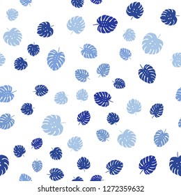 Light BLUE vector seamless natural artwork with leaves. Doodle illustration of leaves in Origami style with gradient. Design for wallpaper, fabric makers.