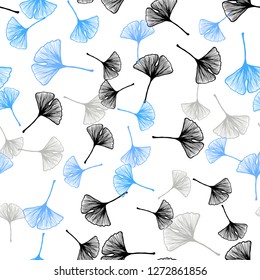 Light BLUE vector seamless natural background with leaves. Colorful illustration in doodle style with leaves. Template for business cards, websites.