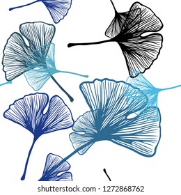 Light BLUE vector seamless natural backdrop with leaves. Blurred decorative design in Indian style with leaves. Template for business cards, websites.