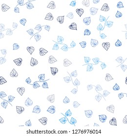 Light BLUE vector seamless natural pattern with leaves. Brand new colored illustration in blurry style with leaves. Pattern for design of fabric, wallpapers.