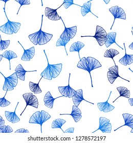 Light BLUE vector seamless natural pattern with leaves. Decorative illustration with doodles on abstract template. Design for textile, fabric, wallpapers.
