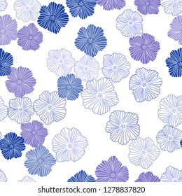 Light BLUE vector seamless natural pattern with flowers. Creative illustration in blurred style with flowers. Pattern for design of fabric, wallpapers.
