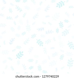 Light BLUE vector seamless natural background with leaves, branches. Colorful abstract illustration with leaves in doodle style. Pattern for trendy fabric, wallpapers.