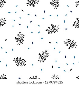 Light BLUE vector seamless natural artwork with leaves, branches. Creative illustration in blurred style with leaves, branches. Design for textile, fabric, wallpapers.