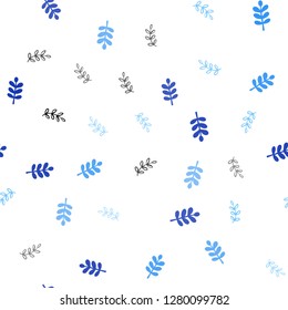 Light BLUE vector seamless natural background with leaves. An elegant bright illustration with leaves in Natural style. Pattern for design of fabric, wallpapers.
