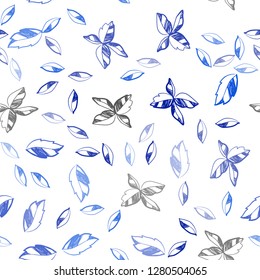 Light BLUE vector seamless natural pattern with leaves. Brand new colored illustration in blurry style with leaves. Pattern for trendy fabric, wallpapers.