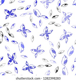 Light BLUE vector seamless natural background with leaves. New colorful illustration in doodle style with leaves. Trendy design for wallpaper, fabric makers.