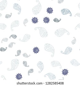 Light BLUE vector seamless natural background with leaves and flowers. Colorful abstract illustration with leaves in doodle style. Pattern for trendy fabric, wallpapers.