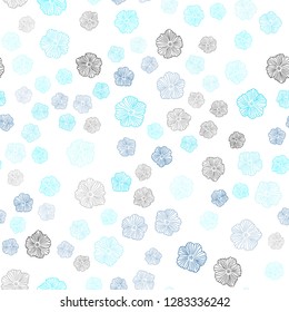 Light BLUE vector seamless natural pattern with flowers. An elegant bright illustration with flowers. Design for textile, fabric, wallpapers.