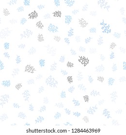 Light BLUE vector seamless natural artwork with leaves, branches. An elegant bright illustration with leaves and branches. Pattern for design of window blinds, curtains.