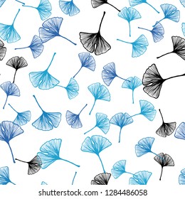 Light BLUE vector seamless natural backdrop with leaves. leaves on blurred abstract background with gradient. Pattern for design of fabric, wallpapers.