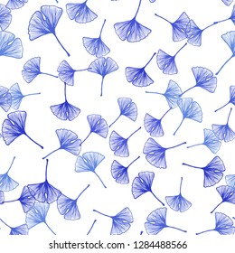 Light BLUE vector seamless natural artwork with leaves. Blurred decorative design in Indian style with leaves. Texture for window blinds, curtains.