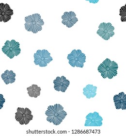 Light BLUE vector seamless natural artwork with flowers. Abstract illustration with flowers in doodles style. Pattern for trendy fabric, wallpapers.