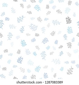 Light BLUE vector seamless natural pattern with leaves, branches. Leaves and branches with gradient on white background. Design for textile, fabric, wallpapers.