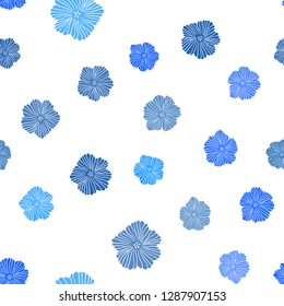 Light BLUE vector seamless natural artwork with flowers. Creative illustration in blurred style with flowers. Texture for window blinds, curtains.