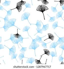 Light BLUE vector seamless natural background with leaves. New colorful illustration in doodle style with leaves. Design for textile, fabric, wallpapers.