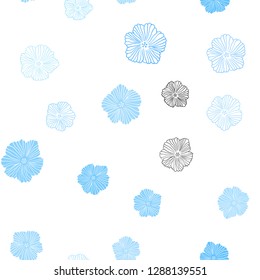Light BLUE vector seamless natural backdrop with flowers. Creative illustration in blurred style with flowers. Template for business cards, websites.
