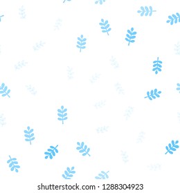 Light BLUE vector seamless natural artwork with leaves. Doodle illustration of leaves in Origami style with gradient. Template for business cards, websites.