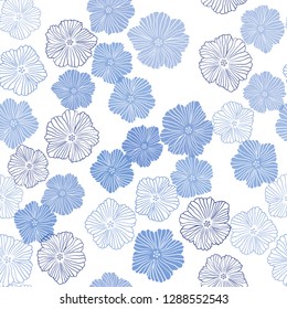 Light BLUE vector seamless natural pattern with flowers. Flowers with gradient on white background. Design for wallpaper, fabric makers.