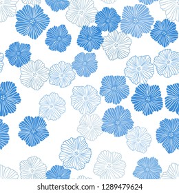 Light BLUE vector seamless natural background with flowers. Brand new colored illustration with flowers. Design for textile, fabric, wallpapers.