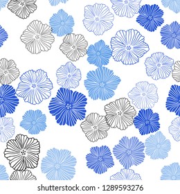 Light BLUE vector seamless natural backdrop with flowers. Modern abstract illustration with flowers. Pattern for trendy fabric, wallpapers.