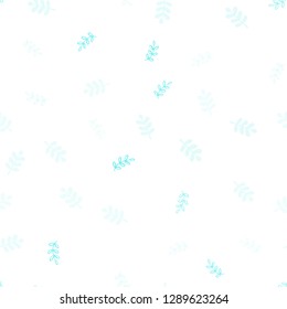 Light BLUE vector seamless natural pattern with leaves. leaves on blurred abstract background with gradient. Design for textile, fabric, wallpapers.