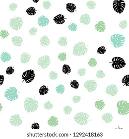 Light BLUE vector seamless natural artwork with leaves. Glitter abstract illustration with doodles and leaves. Template for business cards, websites.