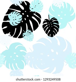 Light BLUE vector seamless natural background with leaves. Brand new colored illustration in blurry style with leaves. Design for wallpaper, fabric makers.