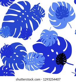 Light BLUE vector seamless natural artwork with leaves. Modern geometrical abstract illustration with leaves. Design for wallpaper, fabric makers.
