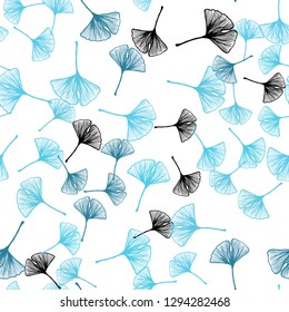 Light BLUE vector seamless natural backdrop with leaves. Creative illustration in blurred style with leaves. Pattern for design of fabric, wallpapers.