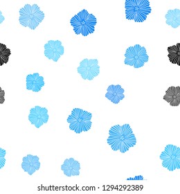 Light BLUE vector seamless natural background with flowers. Flowers with gradient on white background. Design for wallpaper, fabric makers.