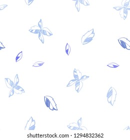 Light BLUE vector seamless natural backdrop with leaves. An elegant bright illustration with leaves in Natural style. Pattern for design of window blinds, curtains.