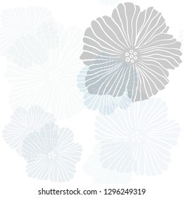 Light BLUE vector seamless natural backdrop with flowers. Sketchy doodle flowers on white background. Design for wallpaper, fabric makers.