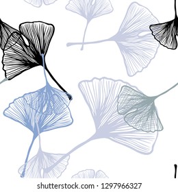 Light BLUE vector seamless natural artwork with leaves. A vague abstract illustration with leaves in doodles style. Pattern for trendy fabric, wallpapers.
