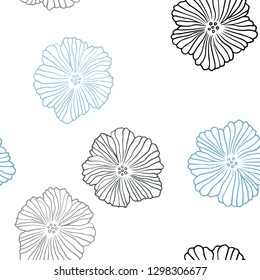 Light BLUE vector seamless natural background with flowers. Flowers with gradient on white background. Design for wallpaper, fabric makers.