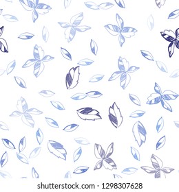 Light BLUE vector seamless natural backdrop with leaves. Modern geometrical abstract illustration with leaves. Pattern for trendy fabric, wallpapers.