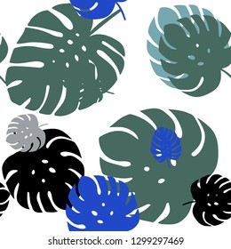 Light BLUE vector seamless natural backdrop with leaves. Decorative illustration with doodles on abstract template. Template for business cards, websites.