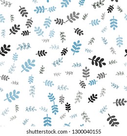 Light BLUE vector seamless natural artwork with leaves, branches. Modern abstract illustration with leaves and branches. Design for textile, fabric, wallpapers.