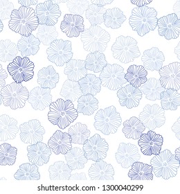 Light BLUE vector seamless natural pattern with flowers. Flowers with gradient on white background. Design for wallpaper, fabric makers.