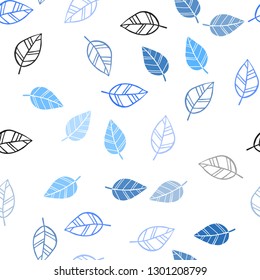 Light BLUE vector seamless natural backdrop with leaves. Blurred decorative design in Indian style with leaves. Pattern for design of fabric, wallpapers.