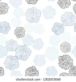 Light BLUE vector seamless natural background with flowers. Shining colored illustration with flowers. Pattern for trendy fabric, wallpapers.
