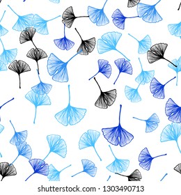 Light BLUE vector seamless natural backdrop with leaves. leaves on elegant natural pattern with gradient. Design for wallpaper, fabric makers.
