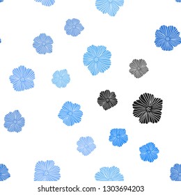 Light BLUE vector seamless natural backdrop with flowers. An elegant bright illustration with flowers. Design for wallpaper, fabric makers.