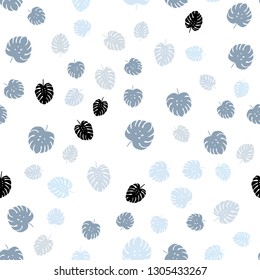 Light BLUE vector seamless natural pattern with leaves. Brand new colored illustration in blurry style with leaves. Template for business cards, websites.