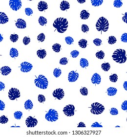 Light BLUE vector seamless natural background with leaves. New colorful illustration in doodle style with leaves. Pattern for trendy fabric, wallpapers.