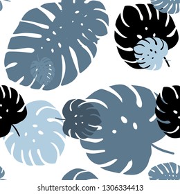 Light BLUE vector seamless natural background with leaves. Creative illustration in blurred style with leaves. Design for textile, fabric, wallpapers.